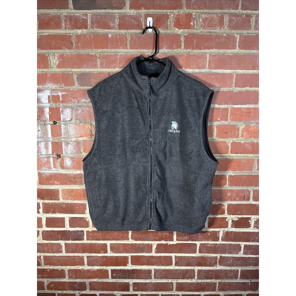 Vintage Y2k Trojan Condoms Promotional Vest Jacket Outdoors Polyester Sz Large